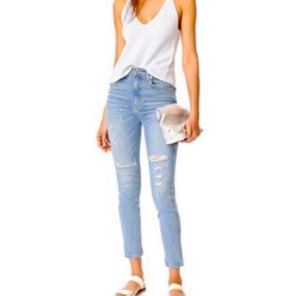 AGOLDE Roxanne Super Highrise Distressed Skinny Size 31 Dreamer